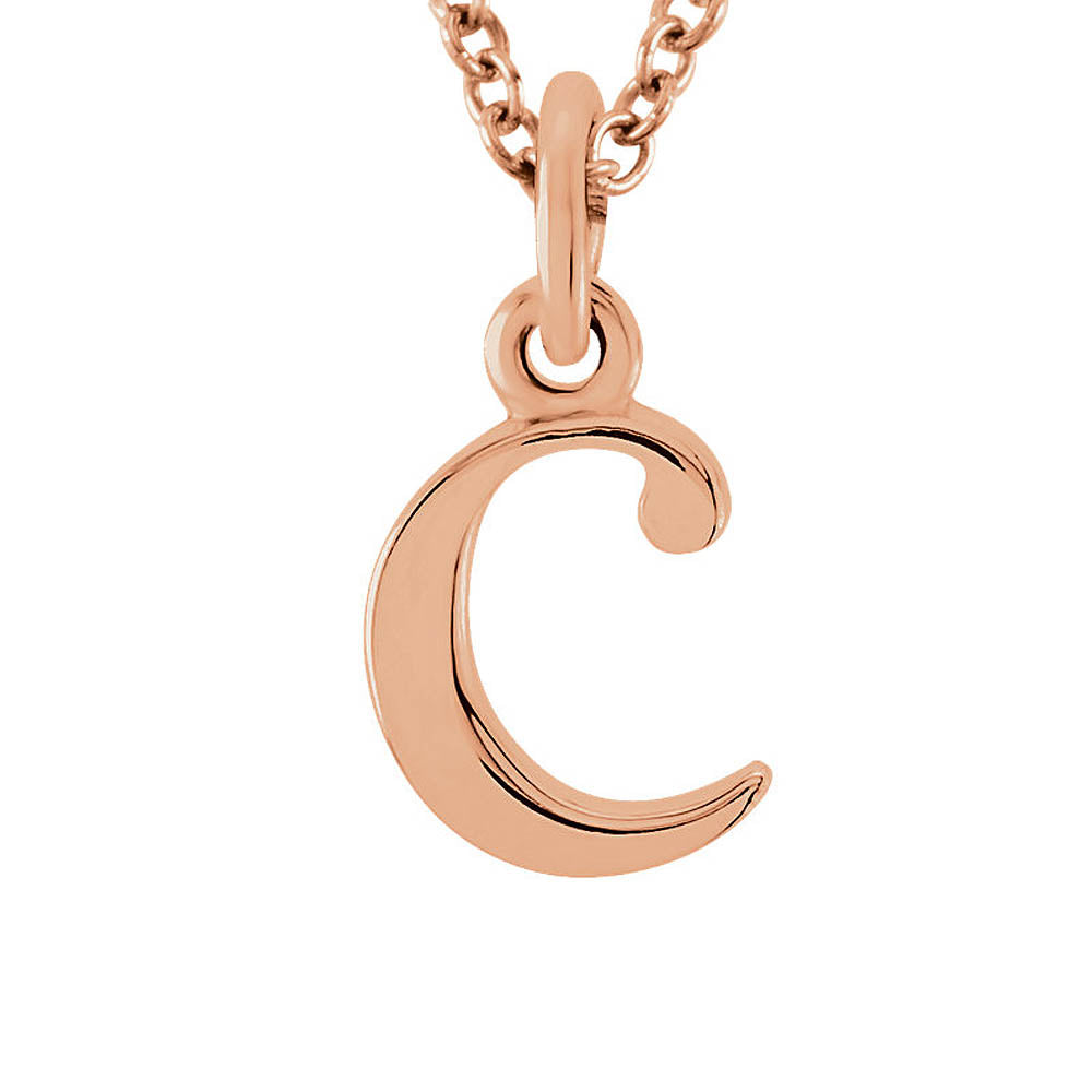 The Abbey Lower Case Initial 'c' Necklace in 14k Rose Gold, 16 Inch, Item N10363-C by The Black Bow Jewelry Co.