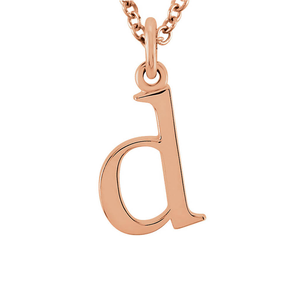 The Abbey Lower Case Initial 'd' Necklace in 14k Rose Gold, 16 Inch, Item N10363-D by The Black Bow Jewelry Co.