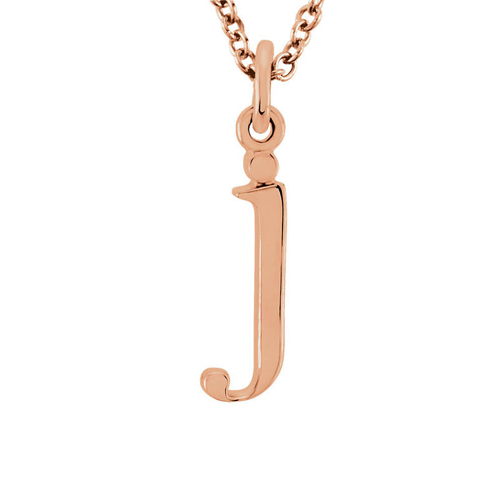 The Abbey Lower Case Initial 'j' Necklace in 14k Rose Gold, 16 Inch, Item N10363-J by The Black Bow Jewelry Co.