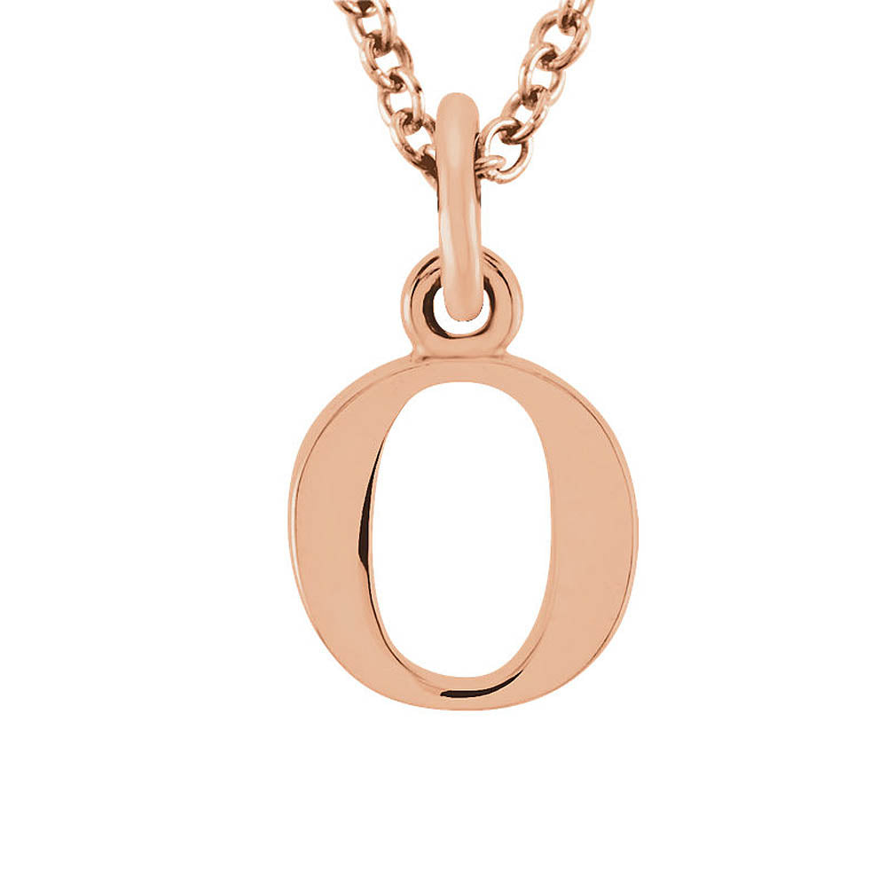 The Abbey Lower Case Initial 'o' Necklace in 14k Rose Gold, 16 Inch, Item N10363-O by The Black Bow Jewelry Co.