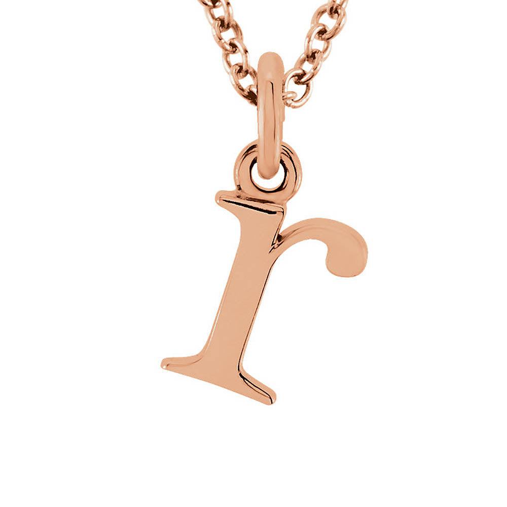 The Abbey Lower Case Initial 'r' Necklace in 14k Rose Gold, 16 Inch, Item N10363-R by The Black Bow Jewelry Co.