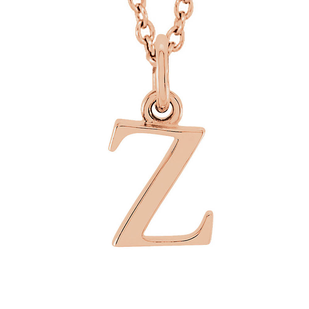 The Abbey Lower Case Initial 'z' Necklace in 14k Rose Gold, 16 Inch, Item N10363-Z by The Black Bow Jewelry Co.