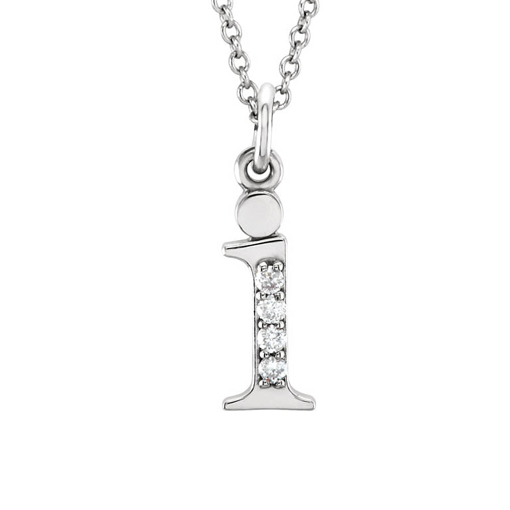 The Abbey 14k White Gold Diamond Lower Case Initial 'i' Necklace 16 In, Item N10367-I by The Black Bow Jewelry Co.