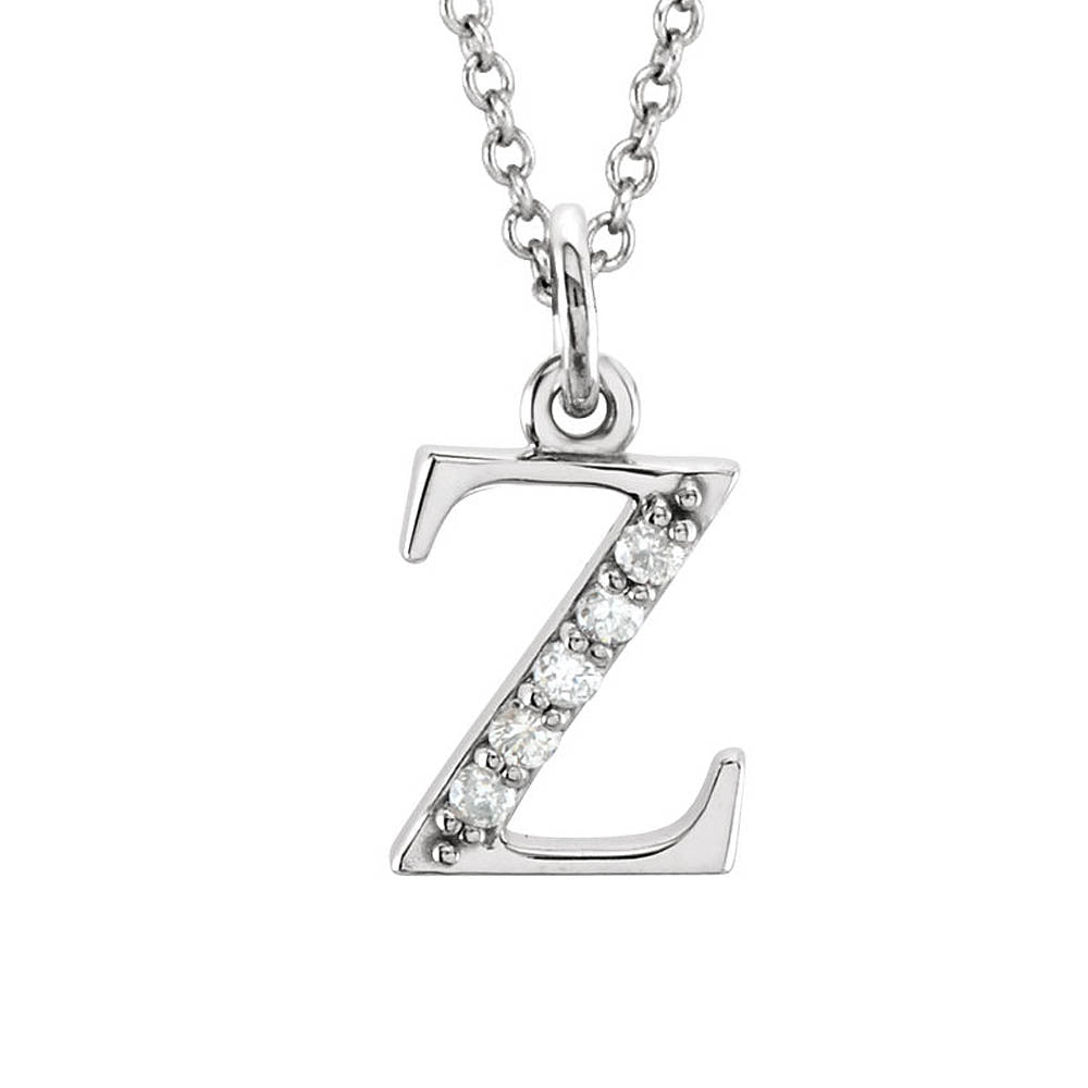The Abbey 14k White Gold Diamond Lower Case Initial 'z' Necklace