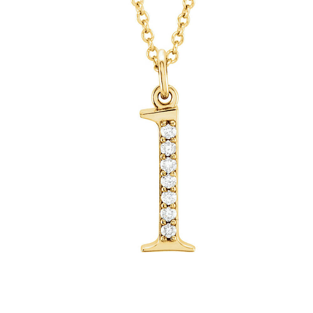 The Abbey 14k Yellow Diamond Lower Case Initial 'l' Necklace 16 Inch, Item N10368-L by The Black Bow Jewelry Co.