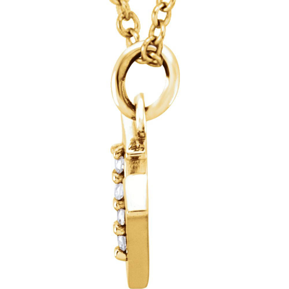 Alternate view of the The Abbey 14k Yellow Diamond Lower Case Initial 'v' Necklace 16 Inch by The Black Bow Jewelry Co.