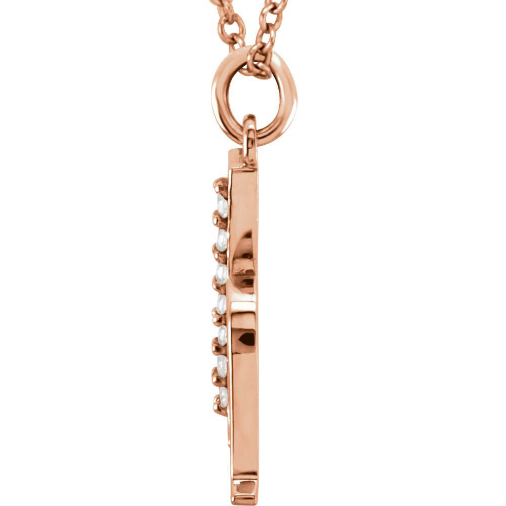 Alternate view of the The Abbey 14k Rose Gold Diamond Lower Case Initial 'h' Necklace 16 In by The Black Bow Jewelry Co.