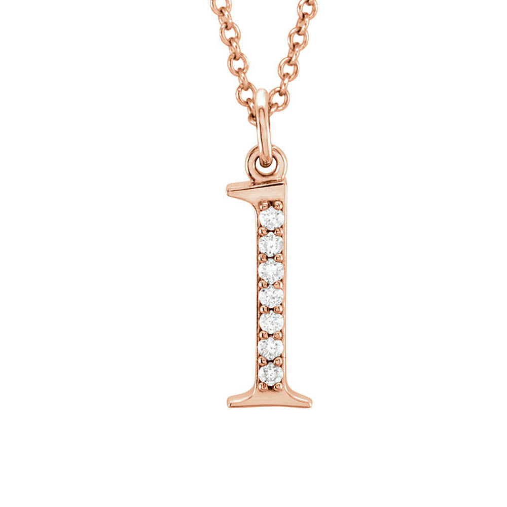 The Abbey 14k Rose Gold Diamond Lower Case Initial 'l' Necklace 16 In, Item N10369-L by The Black Bow Jewelry Co.