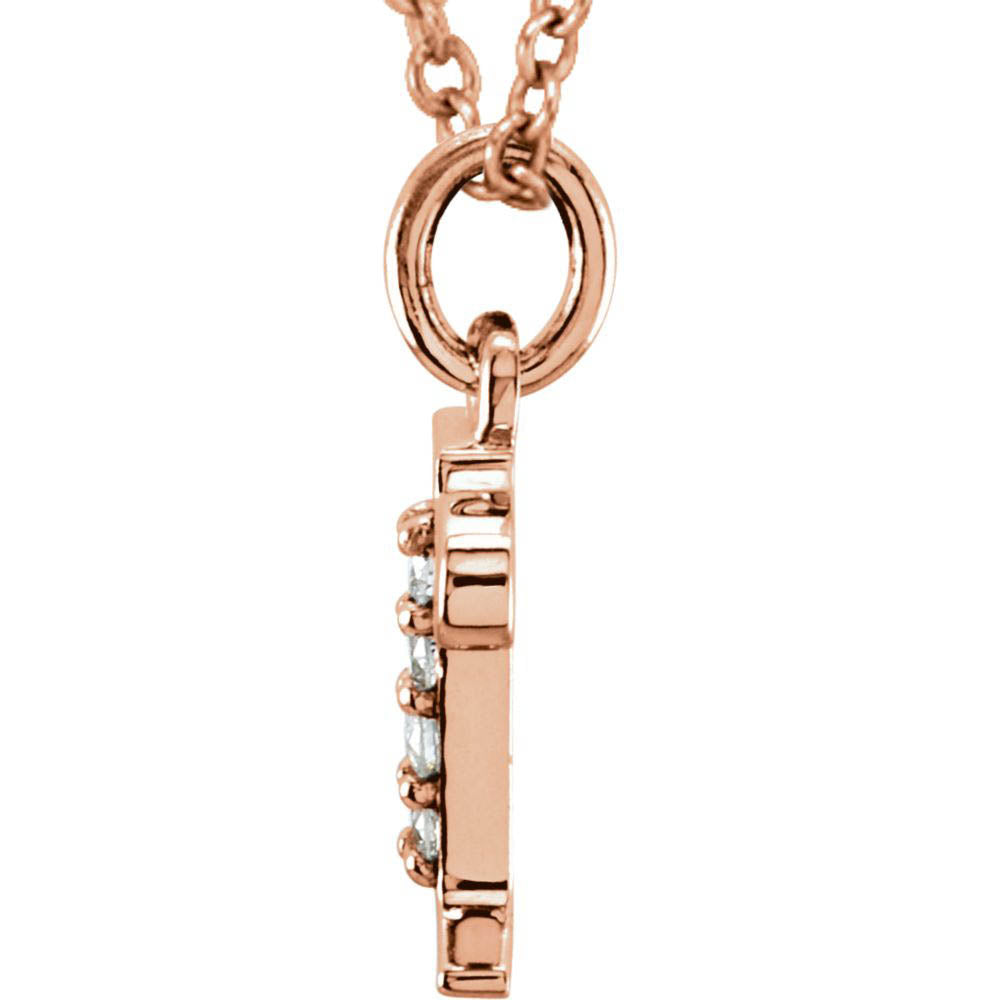 Alternate view of the The Abbey 14k Rose Gold Diamond Lower Case Initial 'r' Necklace 16 In by The Black Bow Jewelry Co.