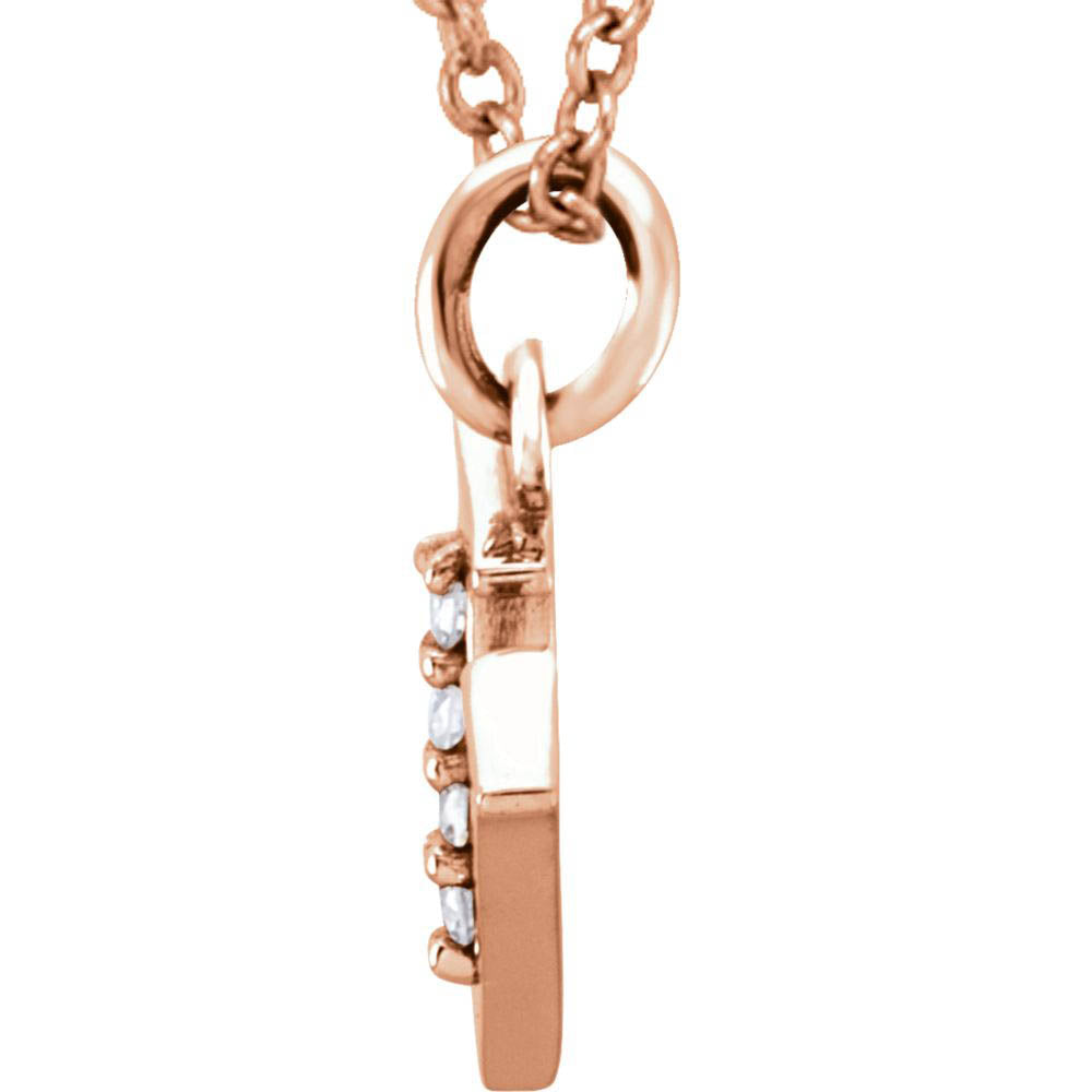 Alternate view of the The Abbey 14k Rose Gold Diamond Lower Case Initial 'v' Necklace 16 In by The Black Bow Jewelry Co.