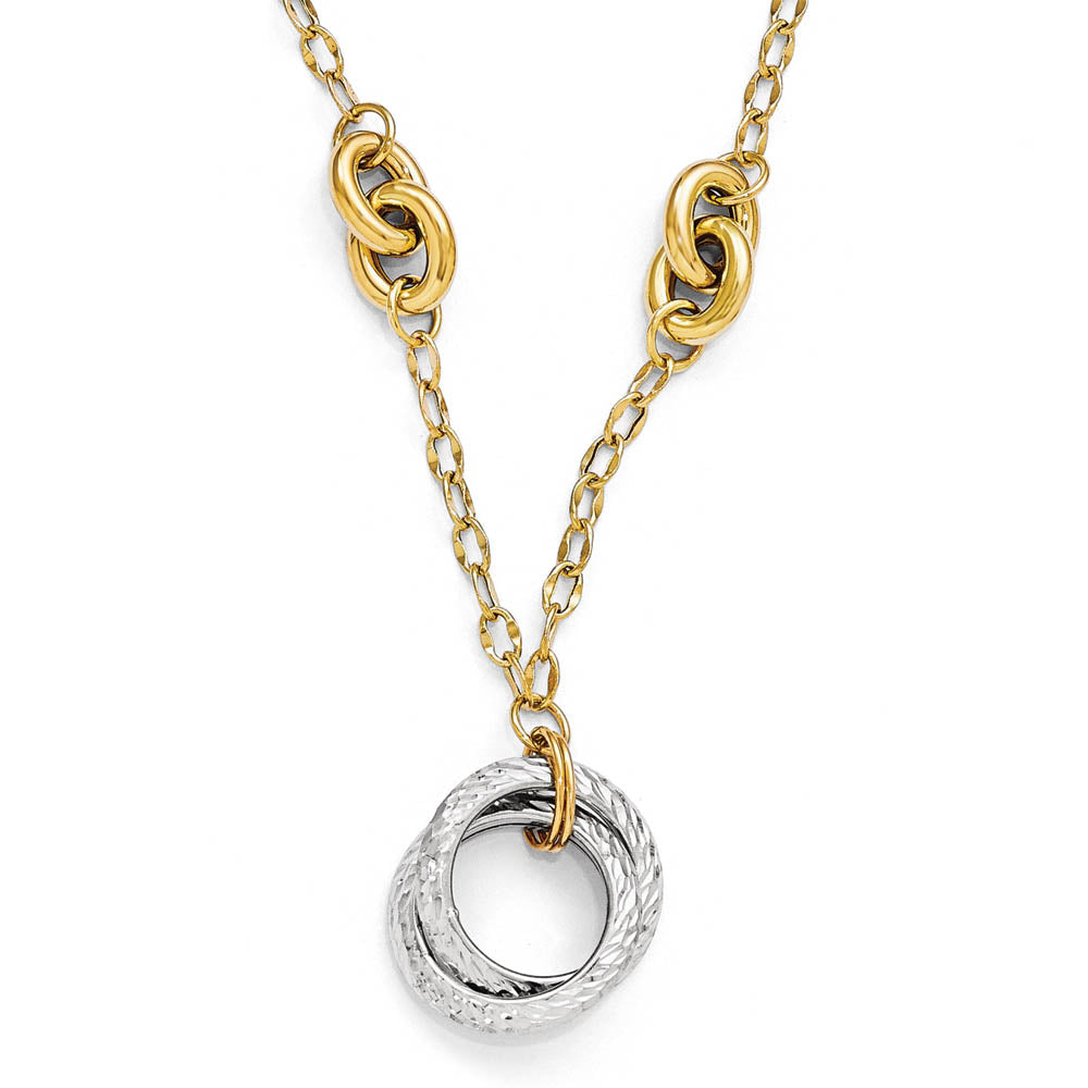 Alternate view of the Italian Hollow Entwined Circle 14k Two Tone Gold Necklace, 16-18 Inch by The Black Bow Jewelry Co.
