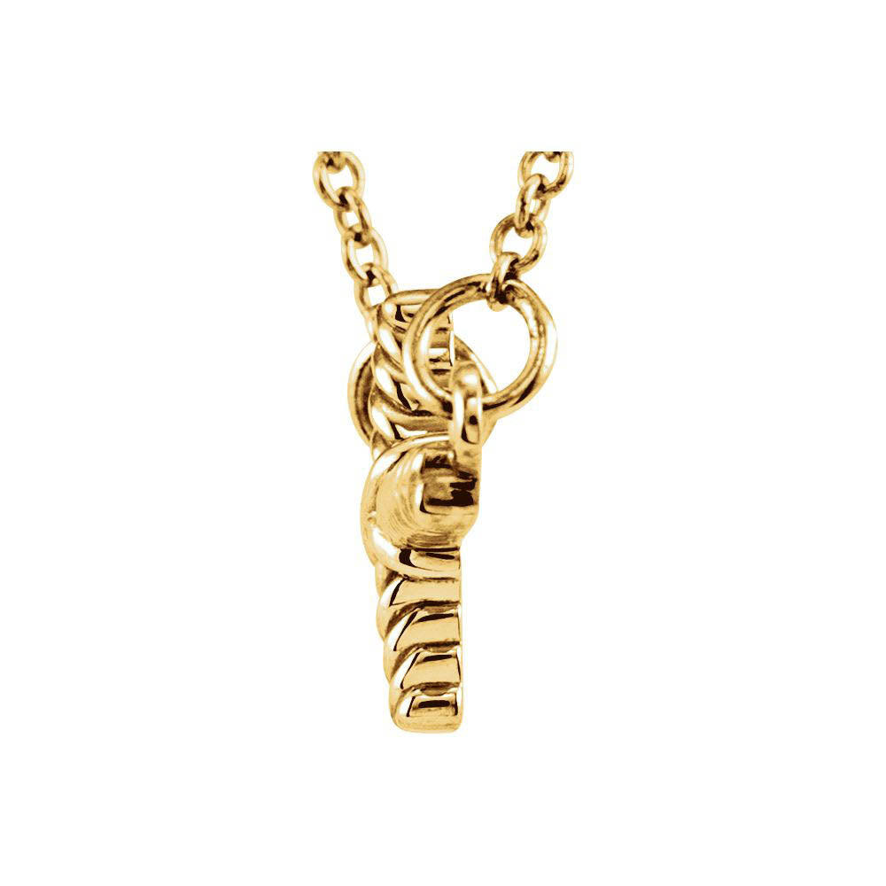 Alternate view of the 16mm Sideways Rope Cross Necklace in 14k Yellow Gold, 16.5 Inch by The Black Bow Jewelry Co.