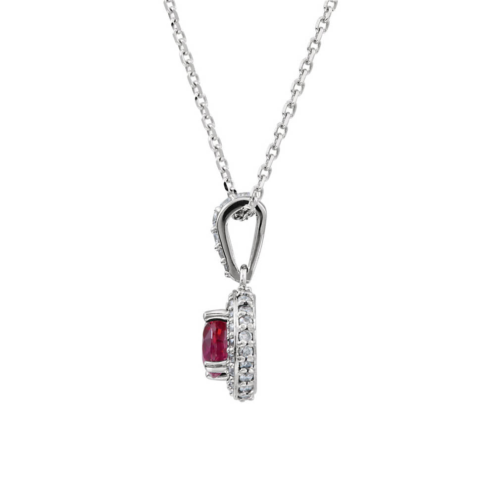Alternate view of the Ruby & 1/4 Ctw Diamond Entourage 14k White Gold Necklace, 18 Inch by The Black Bow Jewelry Co.