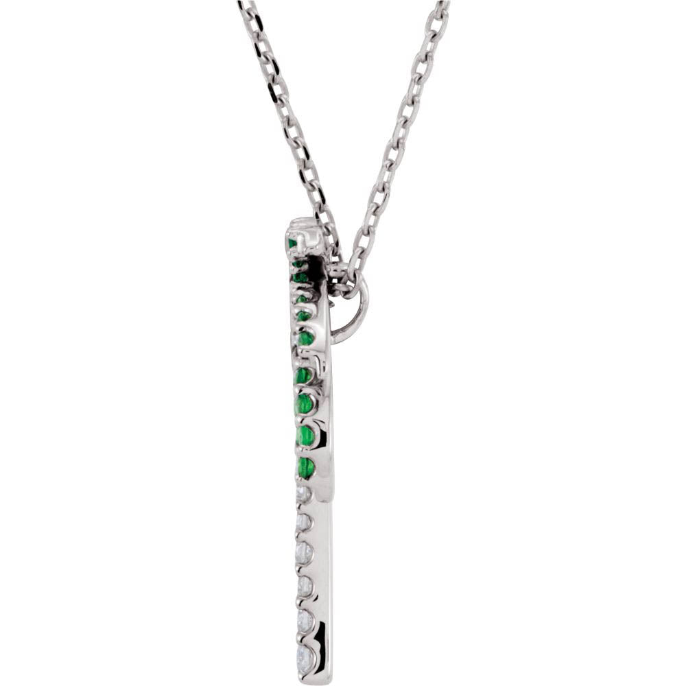 Alternate view of the Tsavorite Garnet & Diamond Palm Tree 14k White Gold Necklace, 16 Inch by The Black Bow Jewelry Co.