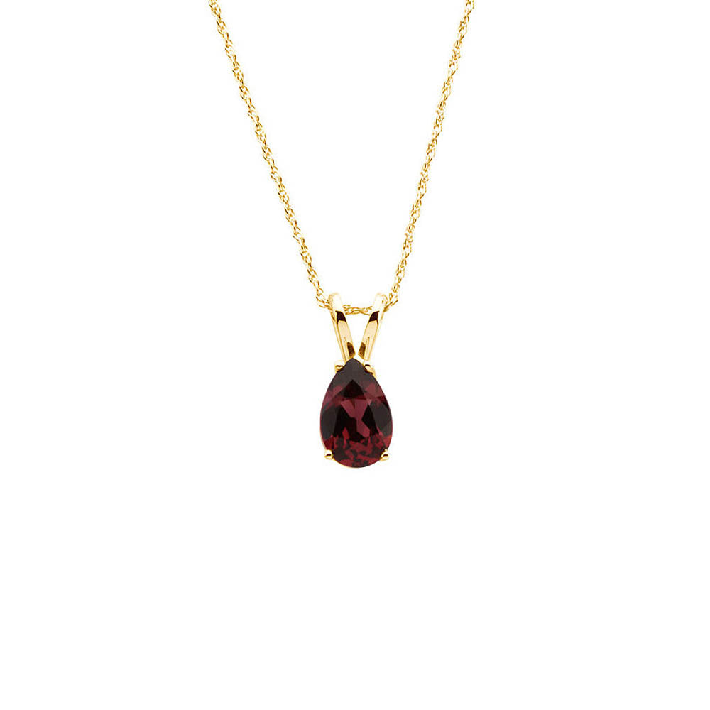 x 5mm Rhodolite Garnet Teardrop Necklace in 14k Yellow Gold, 18