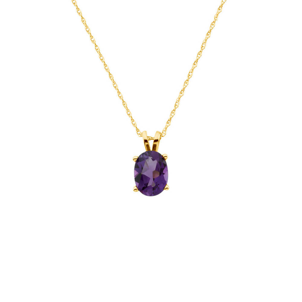 8 x 6mm Oval Amethyst Necklace in 14k Yellow Gold, 18 Inch, Item N10481 by The Black Bow Jewelry Co.