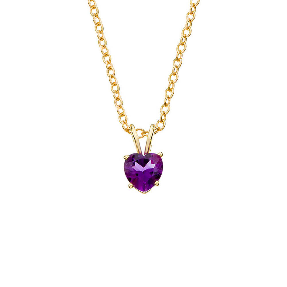 6mm Amethyst Heart Cable Chain Necklace in 14k Yellow Gold, 18 Inch, Item N10482 by The Black Bow Jewelry Co.