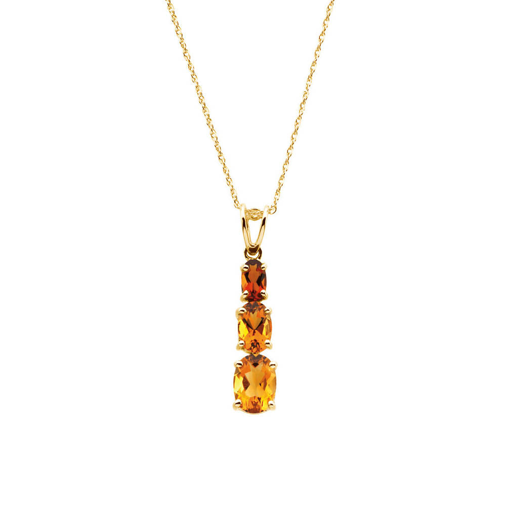 3-Stone Citrine & Madeira Citrine Necklace in 14k Yellow Gold, 18 Inch, Item N10487 by The Black Bow Jewelry Co.