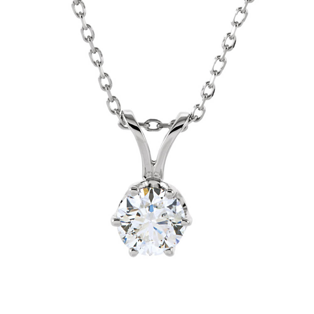 1/2 Ct Round Diamond Solitaire Necklace in 14k White Gold, 18 Inch, Item N10489 by The Black Bow Jewelry Co.