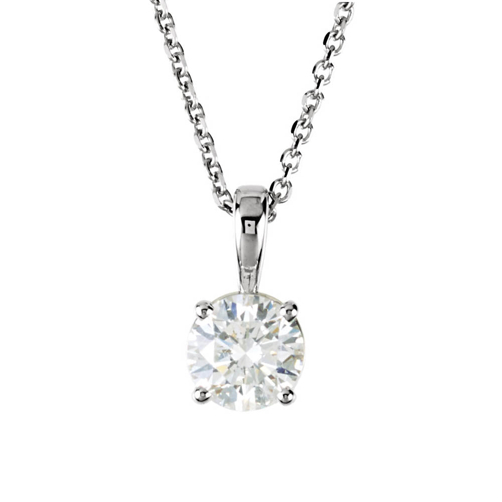 1/2 Carat Round Diamond Solitaire Necklace in 14k White Gold, 18 Inch, Item N10493 by The Black Bow Jewelry Co.