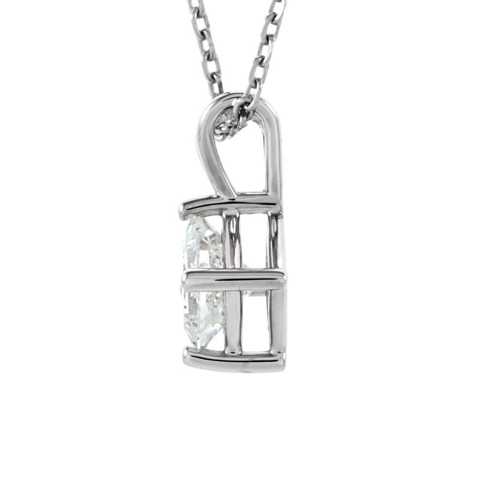 Alternate view of the 1/2 Ct Princess Diamond Solitaire Necklace in 14k White Gold, 18 Inch by The Black Bow Jewelry Co.