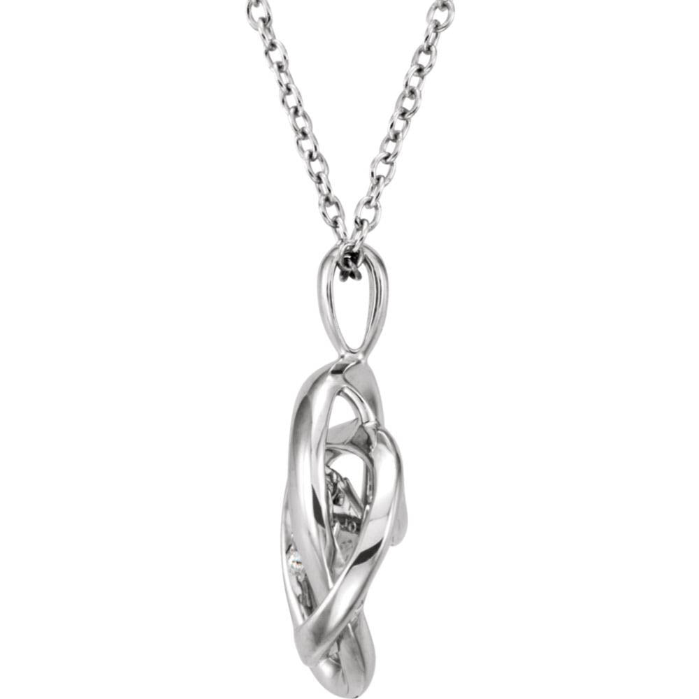 Alternate view of the 1/10 Cttw Diamond Knot Necklace in Sterling Silver, 18 Inch by The Black Bow Jewelry Co.