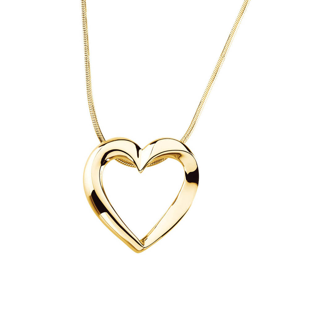 22mm Heart Slide & Snake Chain Necklace in 14k Yellow Gold, 18 Inch, Item N10510 by The Black Bow Jewelry Co.