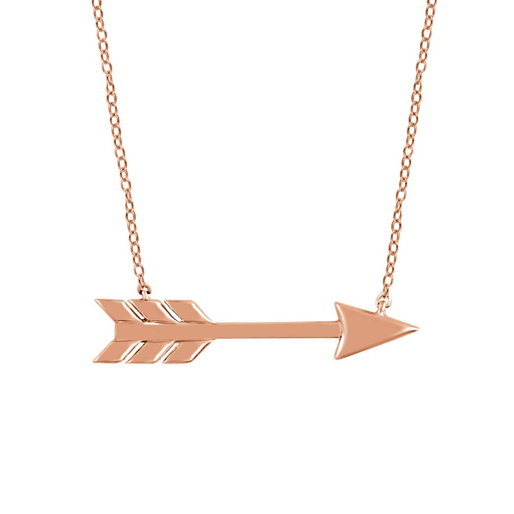 Dainty Horizontal Arrow Necklace in 14k Rose Gold, 18 Inch, Item N10522 by The Black Bow Jewelry Co.