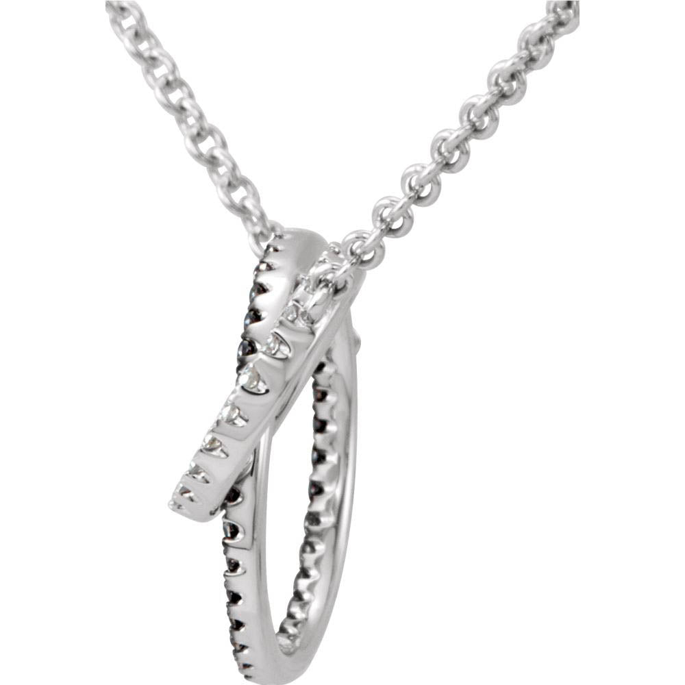 Alternate view of the 1/3 Cttw Black & White Diamond Circle 14k White Gold Necklace, 18 Inch by The Black Bow Jewelry Co.