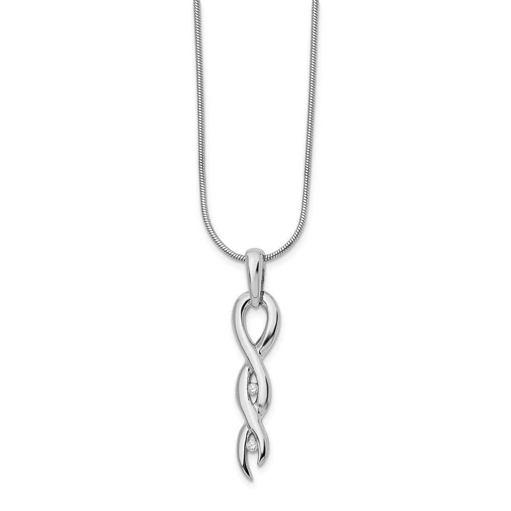 Diamond Twisted Vertical Necklace in Rhodium Plated Silver, 18-20 Inch, Item N10557 by The Black Bow Jewelry Co.