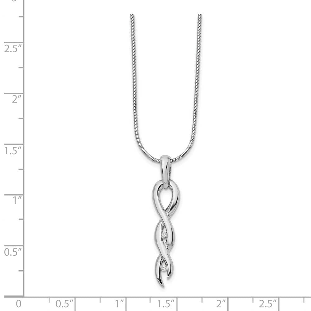 Alternate view of the Diamond Twisted Vertical Necklace in Rhodium Plated Silver, 18-20 Inch by The Black Bow Jewelry Co.