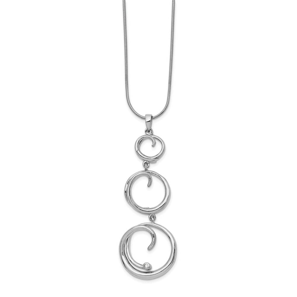 Diamond Triple Swirl Link Adjustable Necklace in Rhodium Plated Silver, Item N10558 by The Black Bow Jewelry Co.