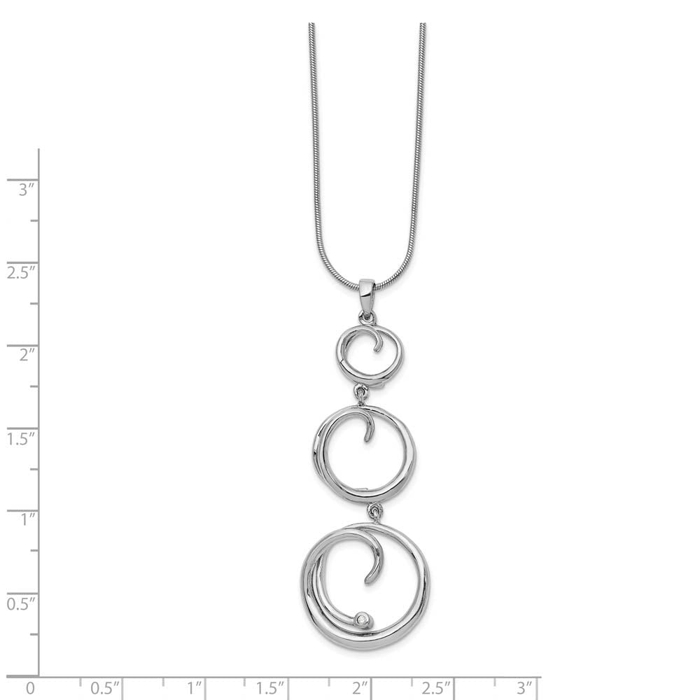 Alternate view of the Diamond Triple Swirl Link Adjustable Necklace in Rhodium Plated Silver by The Black Bow Jewelry Co.