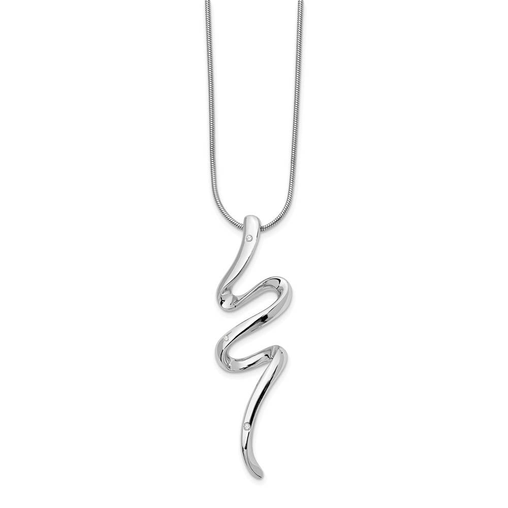 Diamond Serpentine Necklace in Rhodium Plated Silver, 18-20 Inch, Item N10564 by The Black Bow Jewelry Co.