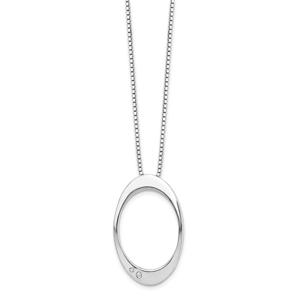 Diamond Accent Oval Necklace in Rhodium Plated Silver, 18-20 Inch, Item N10566 by The Black Bow Jewelry Co.