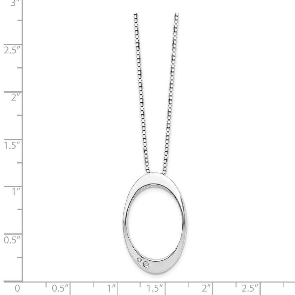 Alternate view of the Diamond Accent Oval Necklace in Rhodium Plated Silver, 18-20 Inch by The Black Bow Jewelry Co.