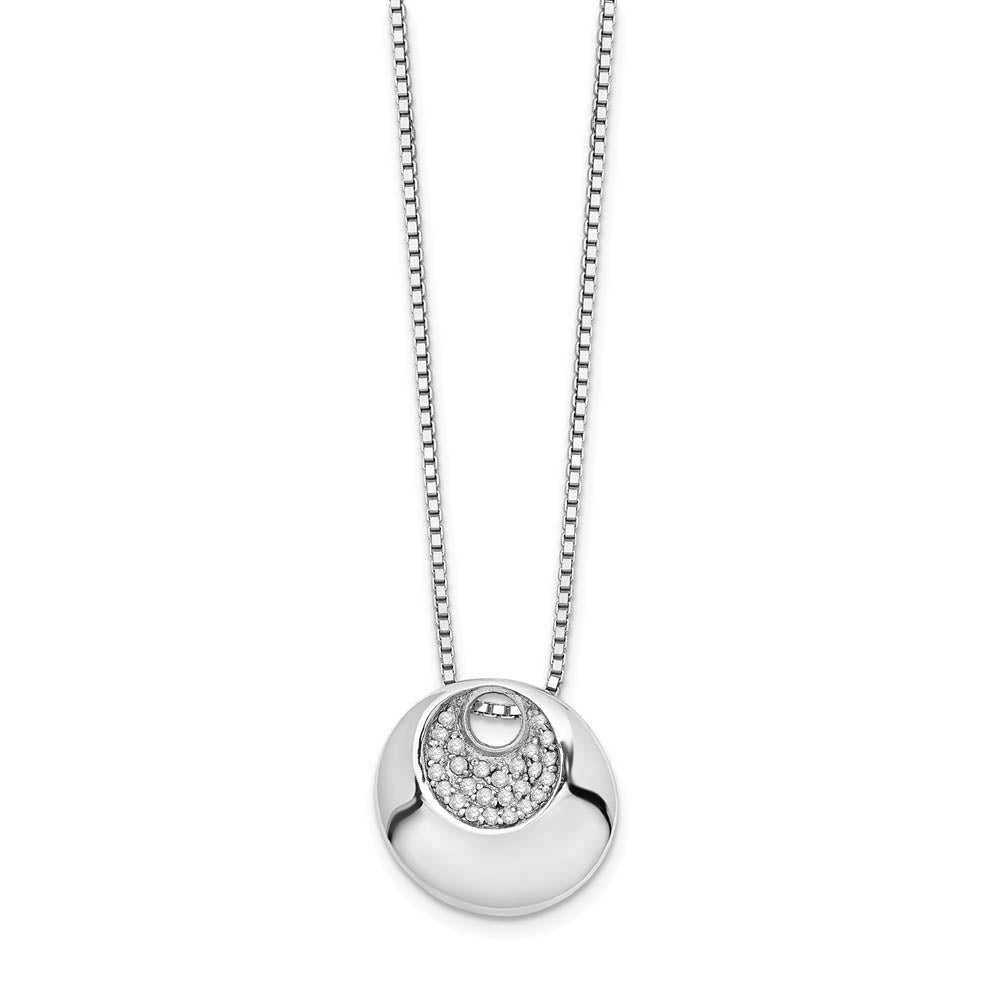 Diamond Crescent Circle Necklace in Rhodium Plated Silver, 18-20 Inch, Item N10569 by The Black Bow Jewelry Co.