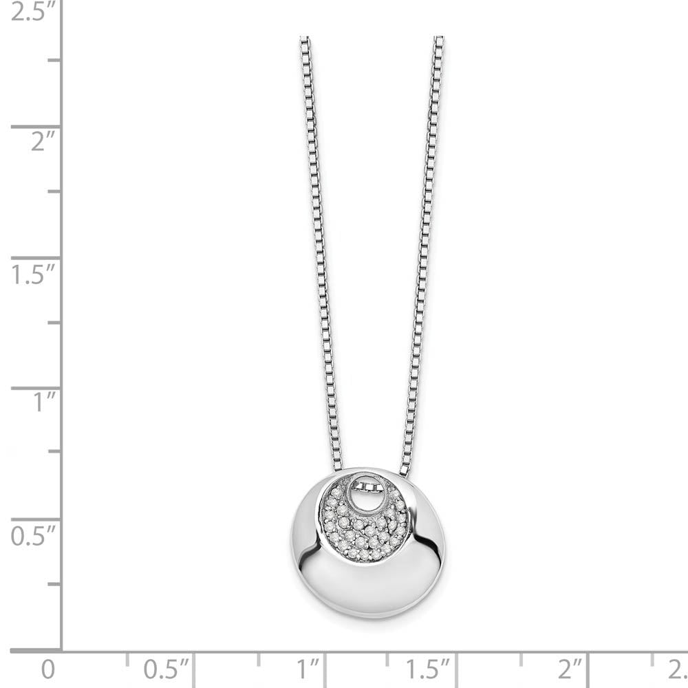 Alternate view of the Diamond Crescent Circle Necklace in Rhodium Plated Silver, 18-20 Inch by The Black Bow Jewelry Co.
