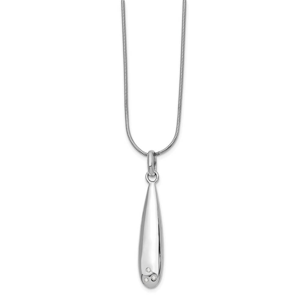 Elongated Diamond Accent Tear Adj. Necklace in Rhodium Plated Silver, Item N10570 by The Black Bow Jewelry Co.