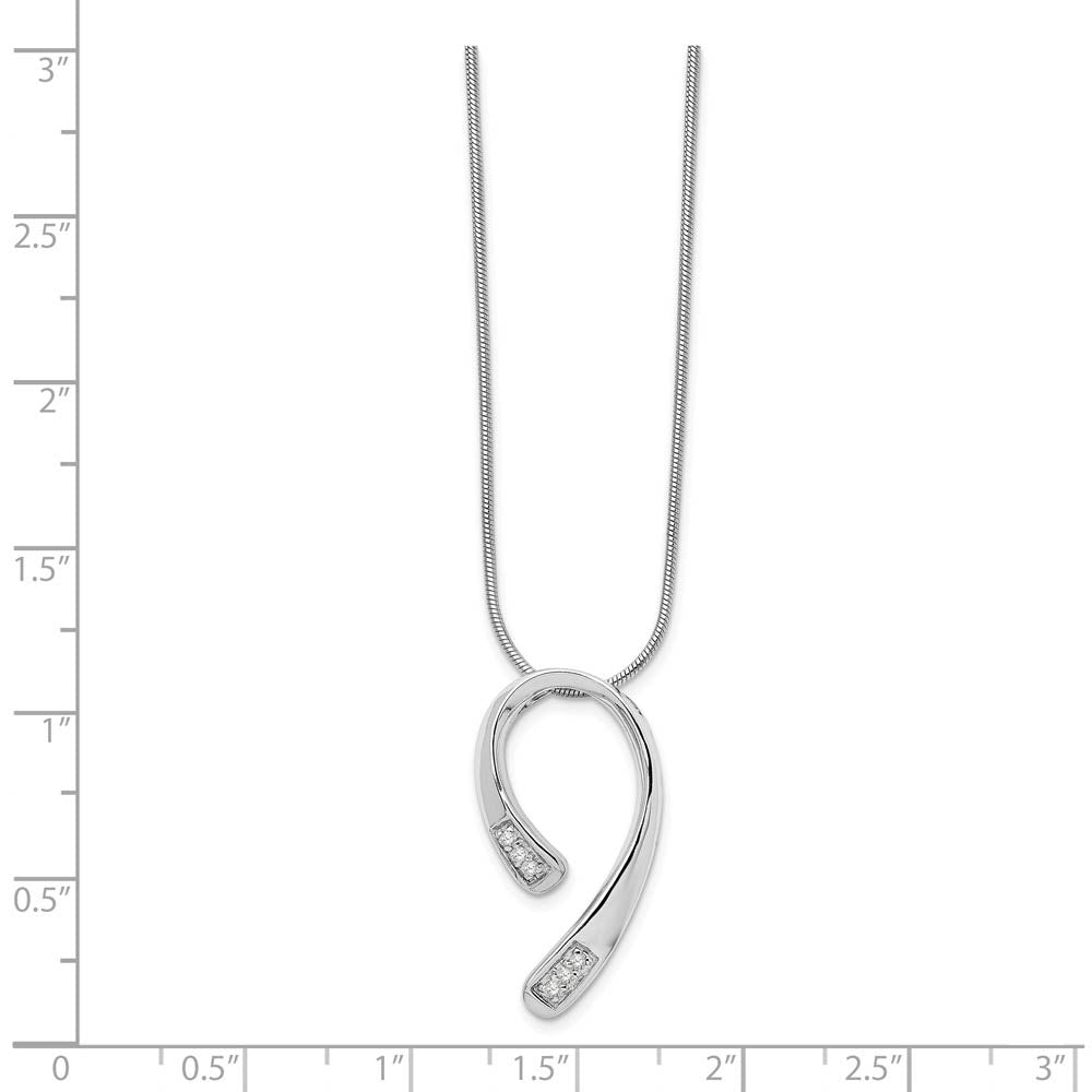 Alternate view of the Diamond Hook Necklace in Rhodium Plated Silver, 18-20 Inch by The Black Bow Jewelry Co.