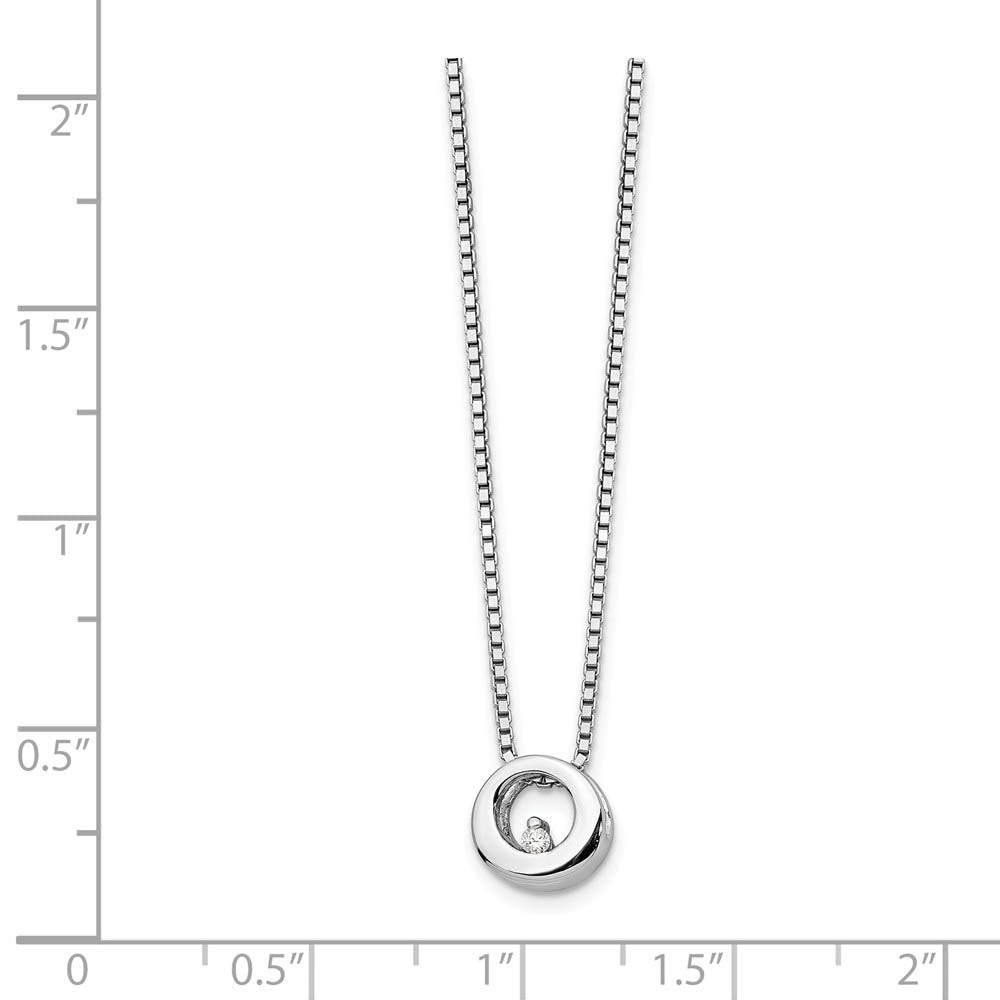 Alternate view of the Diamond Accent 9mm Circle Necklace, Rhodium Plated Silver, 18-20 Inch by The Black Bow Jewelry Co.