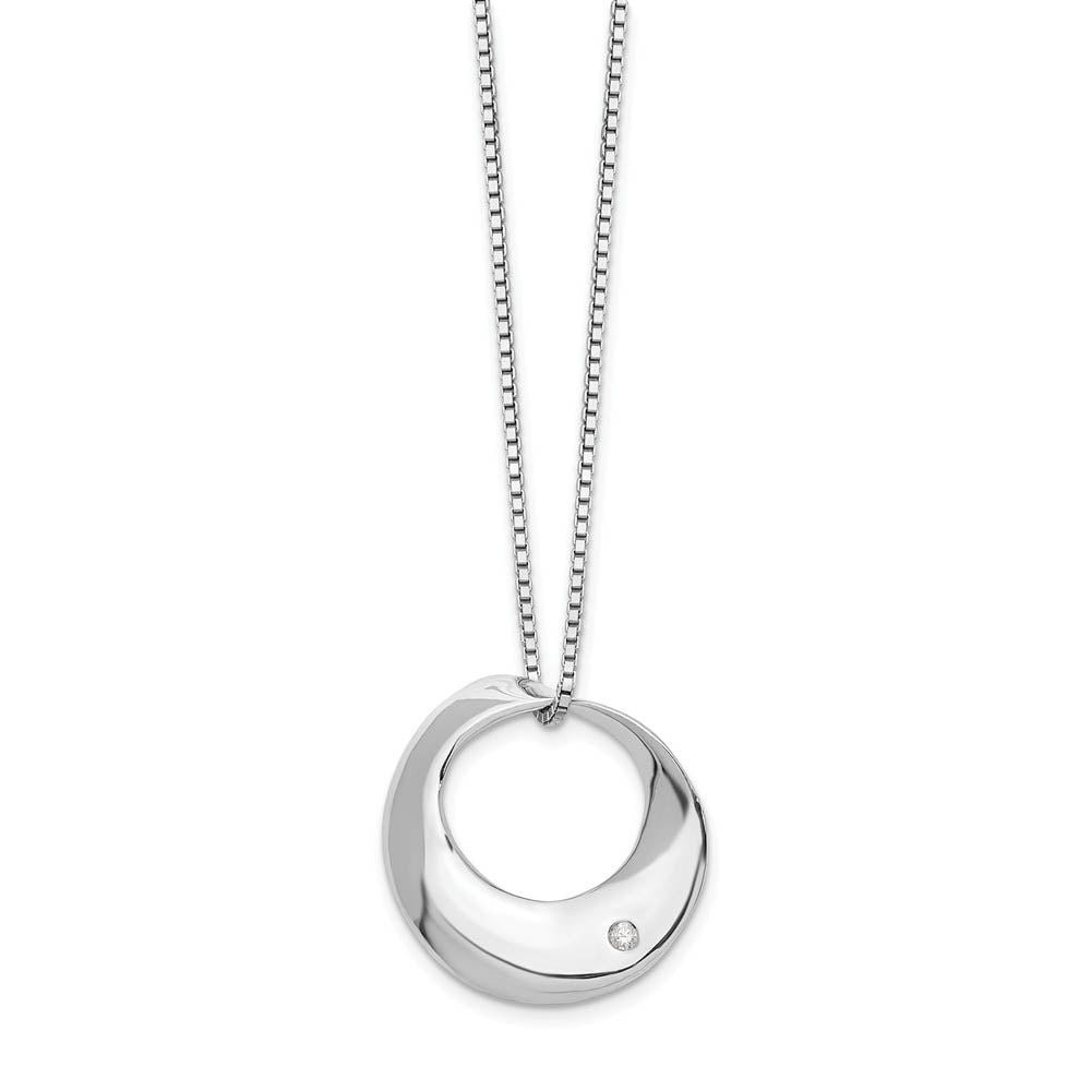 20mm Twisted Circle Diamond Adj. Necklace in Rhodium Plated Silver, Item N10587 by The Black Bow Jewelry Co.