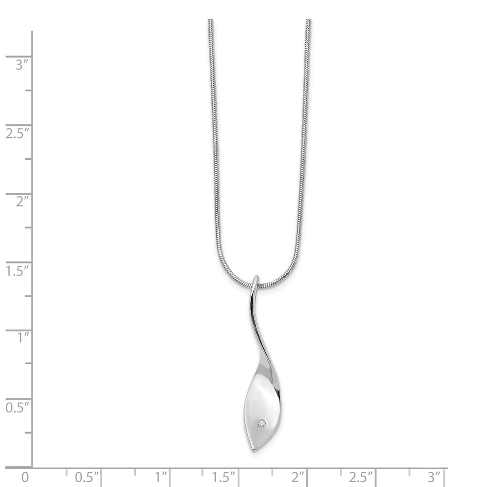 Alternate view of the Twisted Diamond Pendant Necklace in Rhodium Plated Silver, 18-20 Inch by The Black Bow Jewelry Co.
