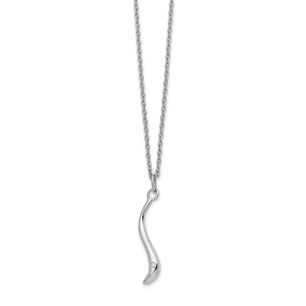 Serpentine Diamond Necklace in Rhodium Plated Silver, 18-20 Inch, Item N10589 by The Black Bow Jewelry Co.