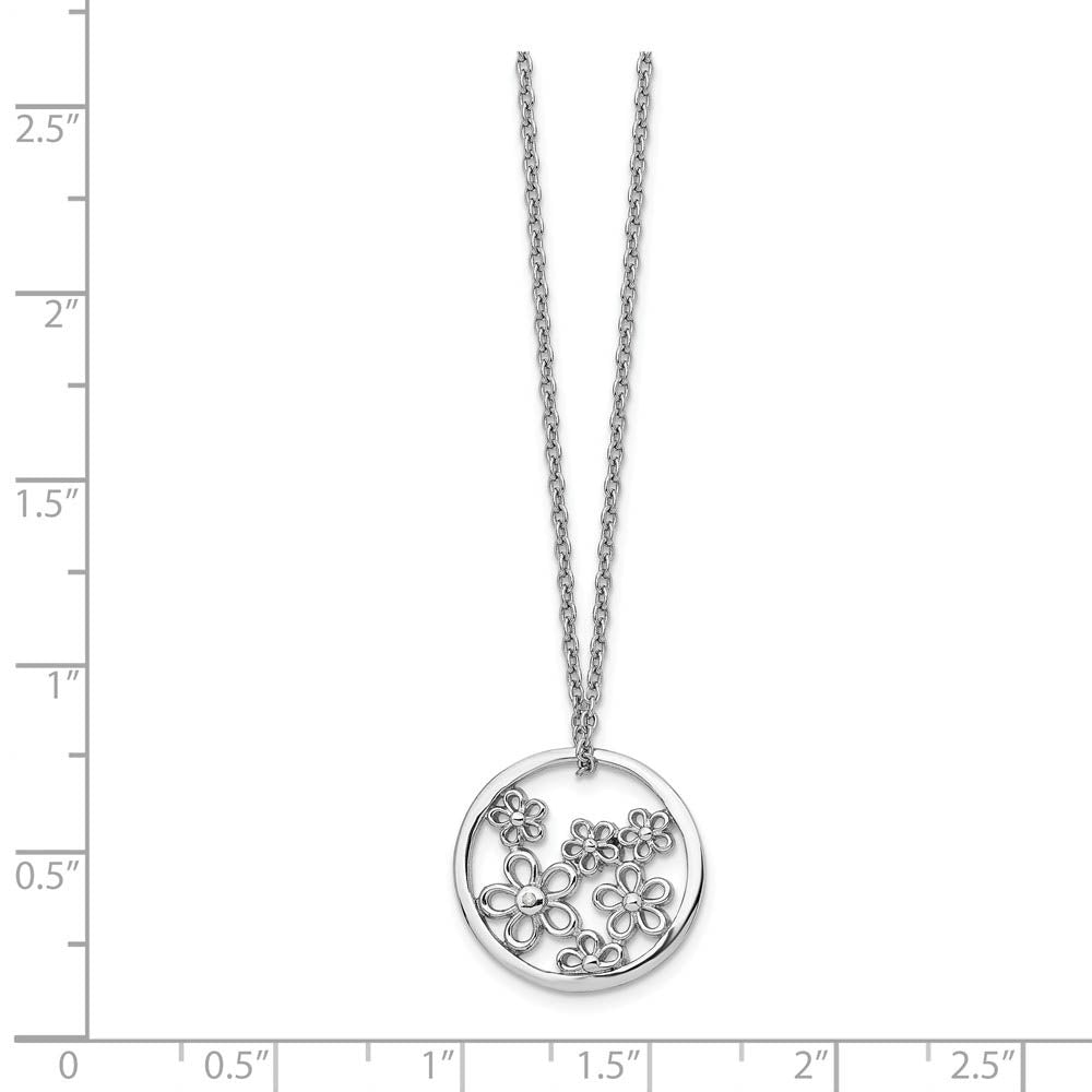 Alternate view of the 19mm Flower Diamond Necklace in Rhodium Plated Silver, 18-20 Inch by The Black Bow Jewelry Co.