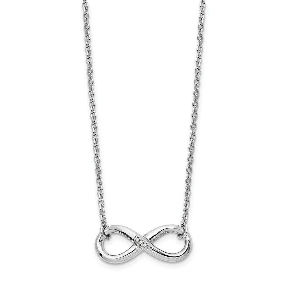 Infinity Diamond Accent Necklace, Rhodium Sterling Silver, 18 Inch, Item N10601 by The Black Bow Jewelry Co.