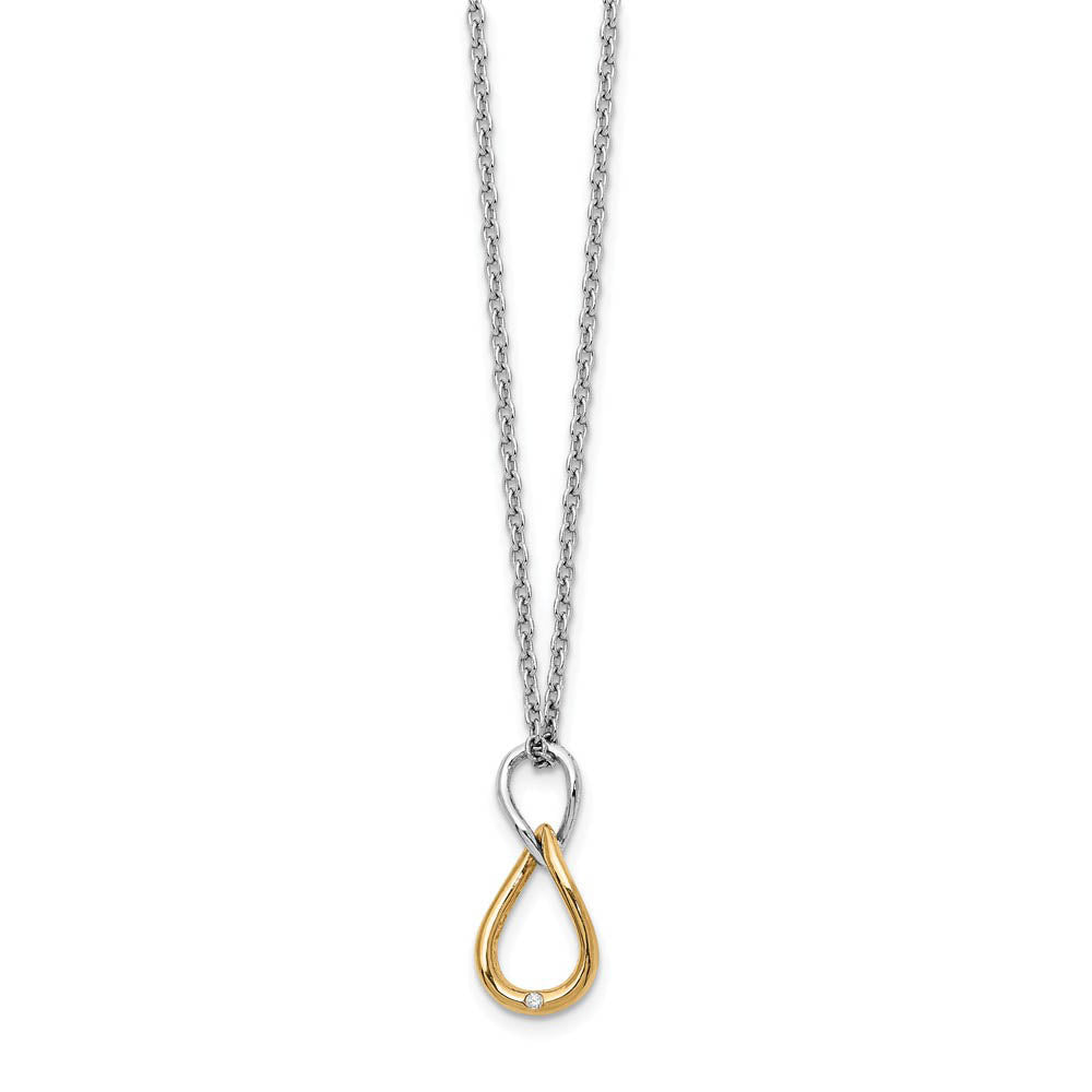 Twisted Diamond Necklace, Rhodium & Gold Tone Plated Silver, 18-20 In, Item N10602 by The Black Bow Jewelry Co.