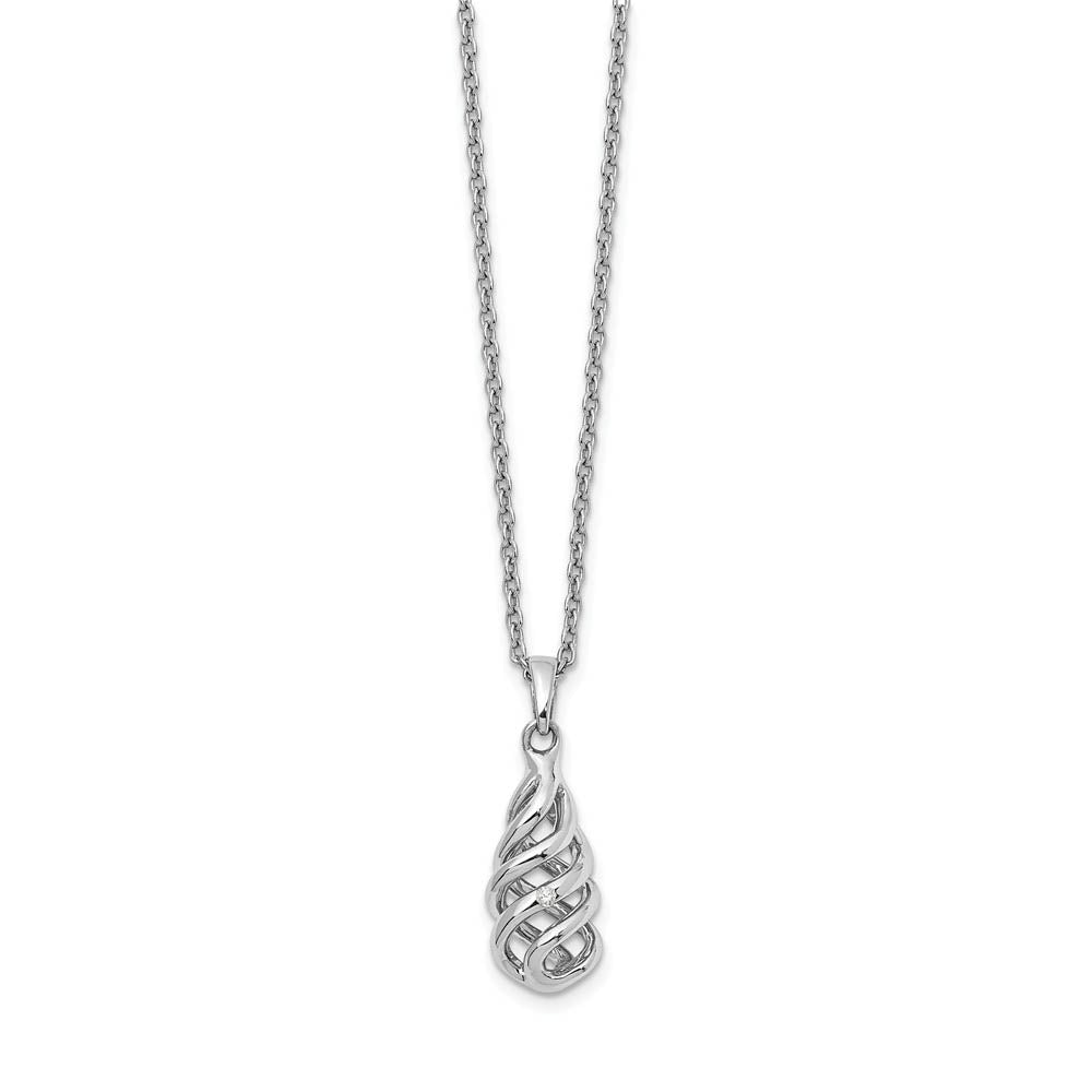Diamond Accent Spiral Necklace in Rhodium Plated Silver, 18-20 Inch, Item N10619 by The Black Bow Jewelry Co.