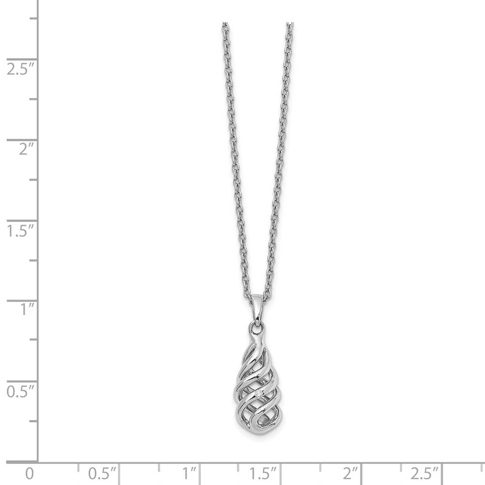 Alternate view of the Diamond Accent Spiral Necklace in Rhodium Plated Silver, 18-20 Inch by The Black Bow Jewelry Co.