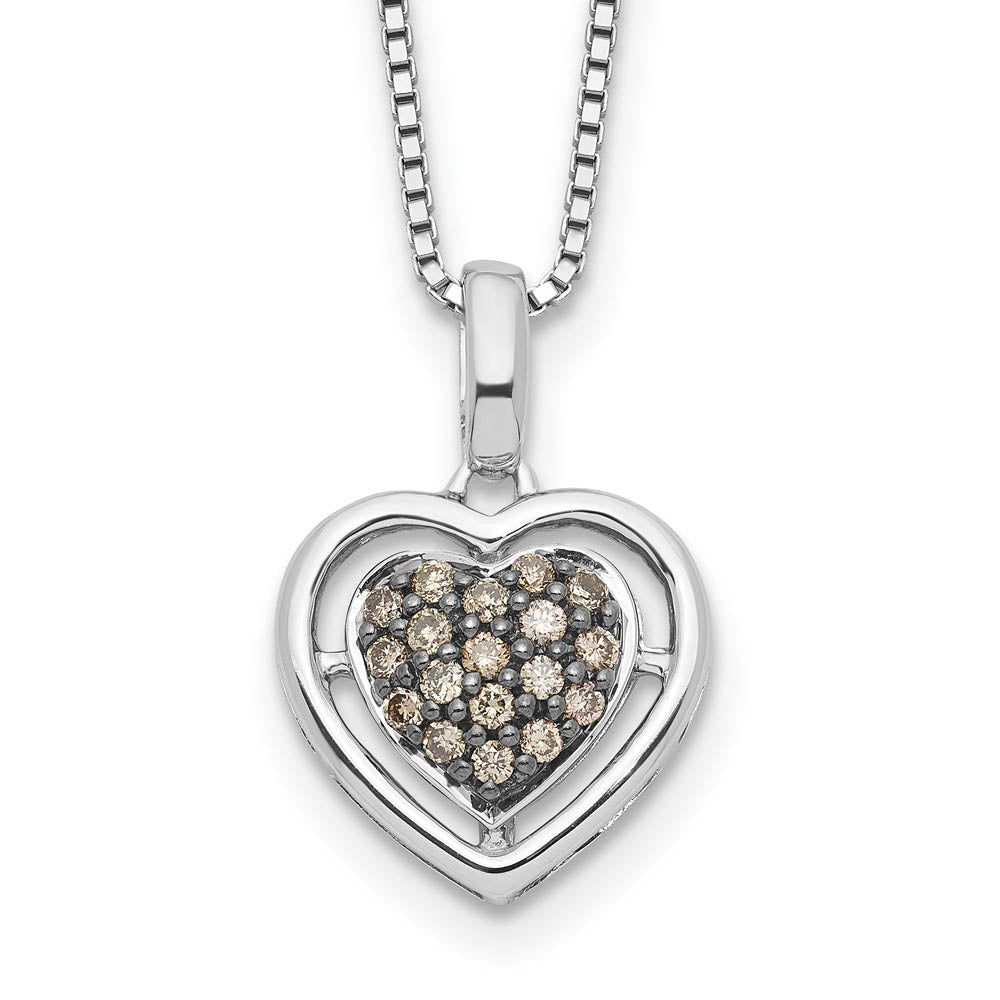 1/4 Ctw Champagne Diamond 15mm Heart Necklace in Sterling Silver, Item N10667 by The Black Bow Jewelry Co.